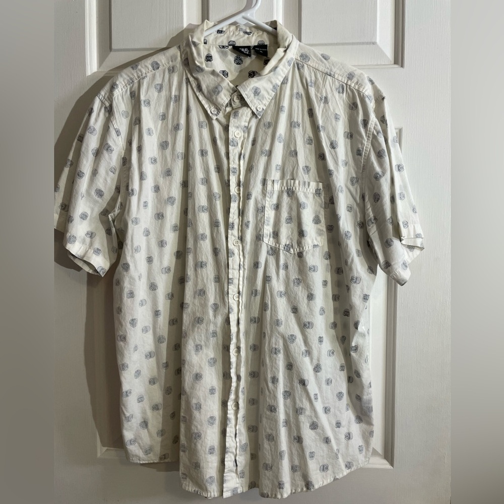 Men's X Large (XL) Kohls White Star Wars Subliminal Helmet Rogue One Button Down